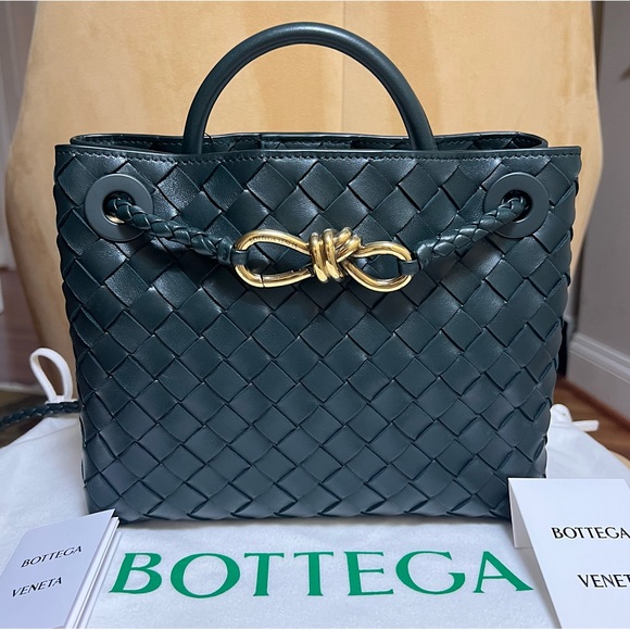 Bottega Veneta Handbags - NWT Limited Edition Bottega Veneta Andiamo Bag in Inkwell Green, Size Small